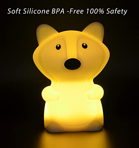Wha&Darren Fox Night Light, Kids Night Light, Silicone Nursery Light For Baby And Toddler, Squishy Night Light For Kids Room, Animal Night Lights For Girls And Boys,Baby Night Light #TOP6
