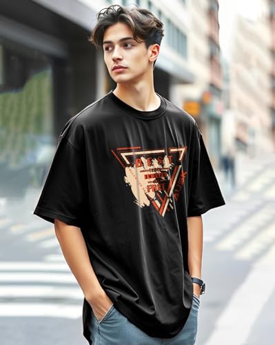 Image of AUSK T-Shirt for Mens with Round Neck Oversized Drop Shoulder