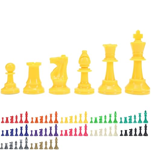 WE Games Color Bright Plastic Staunton Tournament Chess Pieces with 3.75 in. King - Half Chess Set of Chess Pieces Only, Yellow