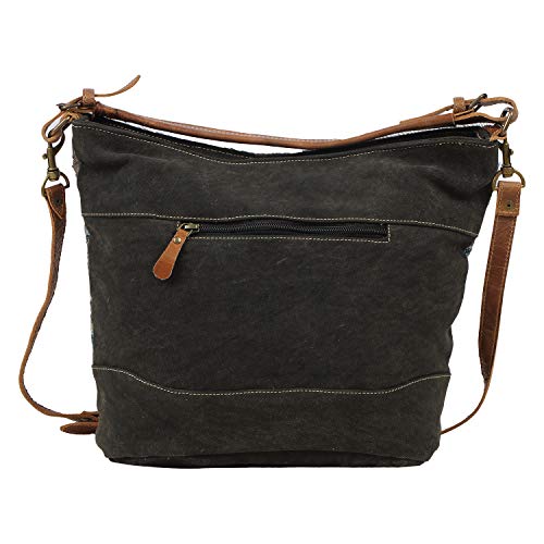 Myra Bag Mid Town Tide Upcycled Canvas & Cowhide Leather Shoulder Bag S-1583 #TOP2