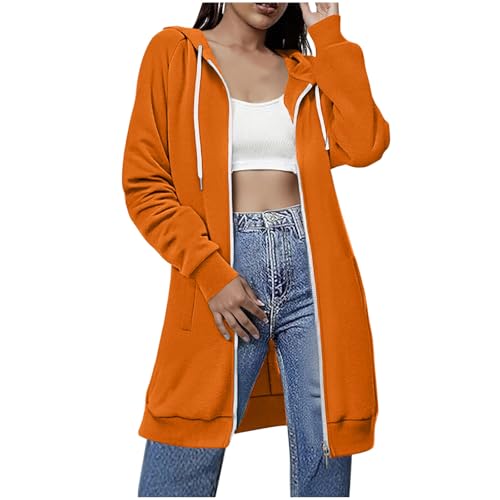 Long Hoodies for Women Plus Size Zip up Drawstring Sweatshirt Coat Long Sleeve Casual Jacket Outwear with Pockets