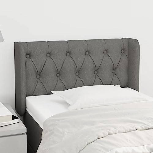 KATERYY Cabecero de Tela Gris Oscuro 83x16x78/88 cm,Cabecero Cama Orejas Ajustable en Altura Gris Oscuro para Dormitorio Cabeceros, pies de Cama