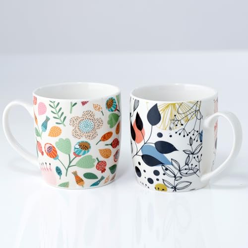 Puckator Autumn Falls, Wisewood Set of 2 Pick of the Bunch Porcelain Tea Coffee Mugs Funny Home Accessories Cute Gifts for Girlfriend Large Mugs Men Women Hot Drinks Cups Presents Secret Santa Gift