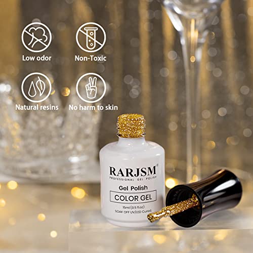 Esmalte en gel con brillo dorado RARJSM 15ml miniatura 4