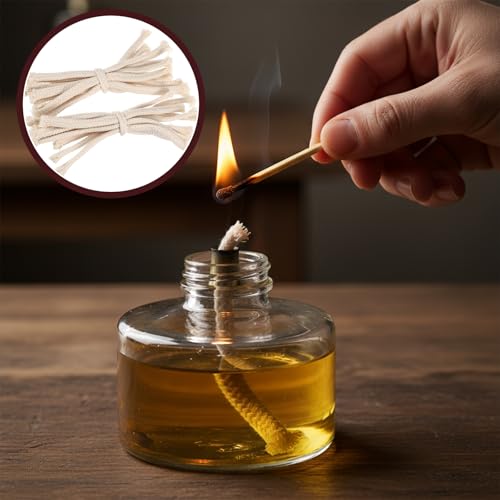Lusofie 40pcs 1/4\" Oil Lamp Wicks Round Cotton Wicks for Tiki Torches, Alcohol Candle Burner, Kerosene Lamp, Oil Lantern