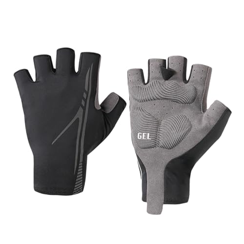 Holibanna 1Pair Breathable Half Finger Cycling Gloves for Men and Women Skid Resistant Sports Gloves for Outdoor Activities Black for Biking Jogging Fishing and More
