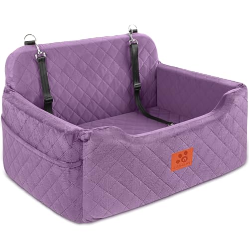 GL GLENSLAVE Hunde Autositz für mittlere/große Hunde, Hundesitz für Hunde unter 22Kg oder 2 kleine, Abnehmbarer und waschbarer Autositz für Haustiere, Große Hundeautositz(lila)