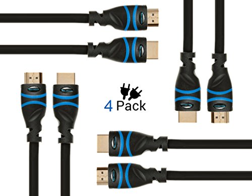 BlueRigger 4K HDMI Cable (6 Feet- 4-Pack, 4K 60Hz, High Speed)