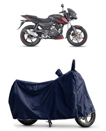 Image of Shield Heavy Duty Bike Cover for Bajaj Pulsar 180 | All-Season, Tear-Proof Fabric | with Side Mirror Pocket & Buckle Belt | Bajaj Pulsar 180 Bike Cover (Blue)