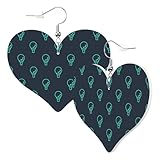 Pendientes de piel con forma de corazón para mujer, diseño de pelota de golf, color verde, talla única, Cuero