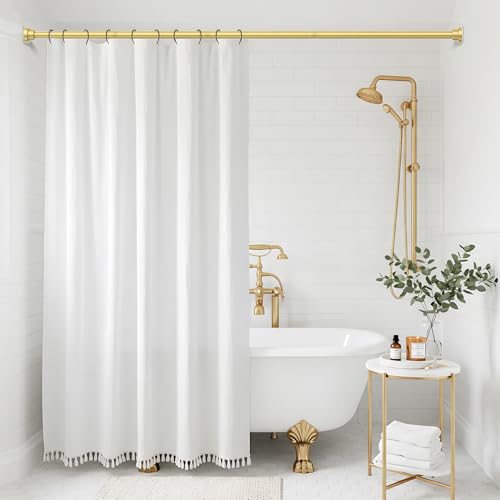Image of Shower Curtain Rod 31-76 inch Gold Spring Tension Curtain Rod No Drill