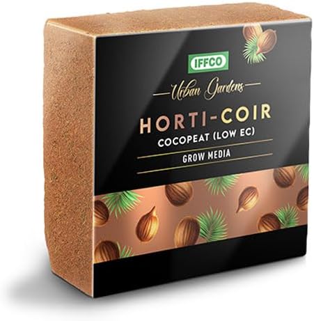 Horti Coir - 1 Kg - Cocopeat Block for Plants & Home Garden - Expand to 15 litres - Natural Coconut Coir Fibre - Low EC, Neutral pH - Export Quality