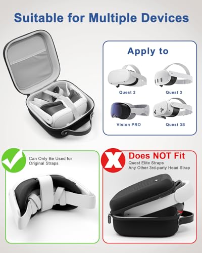 image for Krypthos Hard Carrying Case Compatible with Meta Quest 3S/Quest 3/Ques