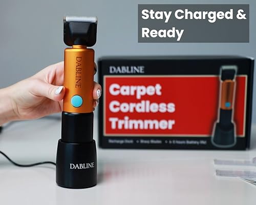 Image of DABLINE Cordless Carpet Trimmer with Shearing Guide, Lightweight Carpet Shaver Comes with 2 Blades, 400W High Power Carpet Shears for Tufting Rugs