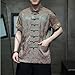 Men's Kung Fu Shirt,Traditional Chinese Hanfu Tang Suit Coat with Silk Printing,Half Sleeve Top for Casual Summer Outfits
