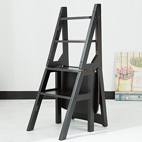 Silla plegable de madera portátil de 4 escalones, escalera versátil para el hogar, biblioteca, jardín, reposapiés, banco de zapatos y estante para flores, diseño compacto y resistente