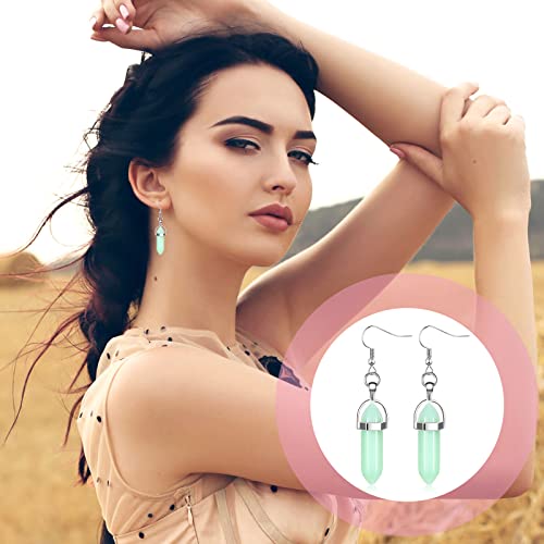 12 Paris Healing Crystals Earrings Sets Quartz Stone Stainless Steel Earrings Multi Color Hexagonal Earrings Women's Gemstone Earrings Chakra Drop Dangle Earrings For Valentine Mother's Day #TOP4