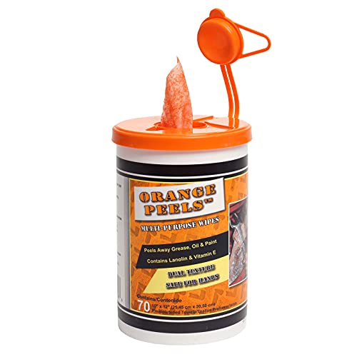 Orange Peels Premoistened Heavy-Duty Cleaning Wipes (420 Count) For Hands, Equipments, Tools, Machines | Dual Texture | Disposable Grease & Grime Remover | With Lanolin & Vitamin E | 10" X 12" #TOP1