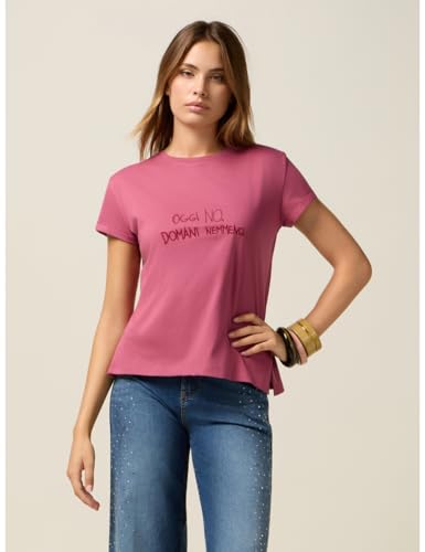 Oltre: T-Shirt Con Ricamo Lettering Rosa. M Stagione Autunno Inverno 2025 - 2