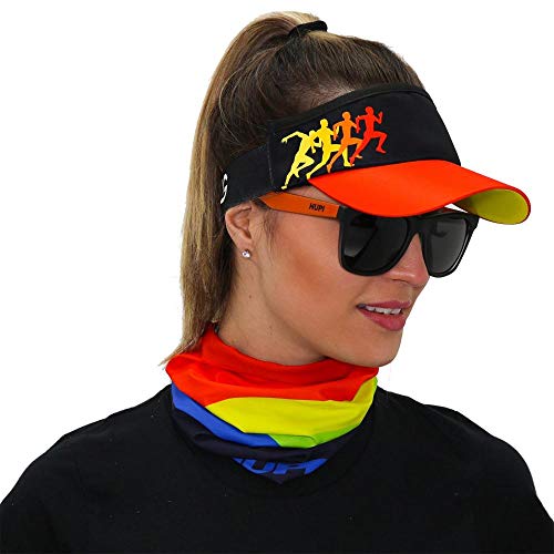 Viseira para Corrida Hupi Pace Laranja, Cor: Preto/alaranjado, Tamanho: Único
