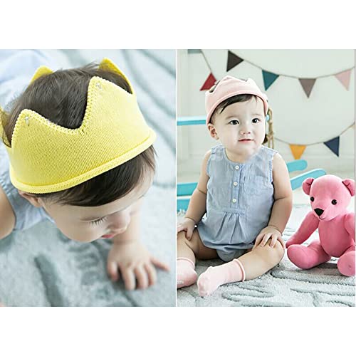 Baby Knitted Crown Hat, Wool Headband for Newborn Boys & Girls, 6 Months - 3 Years, Yellow, Crown Form, Unisex, Fitted, Breathable, Machine Washable3