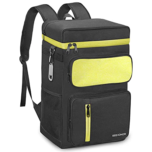 Insulated Cooler Backpack Leakproof Backpack Cooler 45 Can Large Soft Cooler Bag to Picnic Travel for Men Women (Yellow-Black)