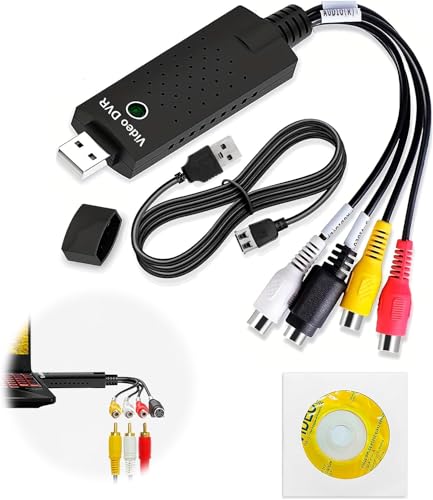 Audio Video Grabber USB 2.0 Video Grabber Card VHS to USB VHS to Digital Converter Analogue to Digital Capture Card VHS Mini DV VCR Hi8 DVD to Digital Converter for PC TV