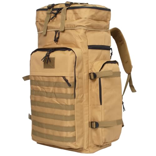 Mochila Mochilão Grande De Viagem Tático Impermeável Camping Acampamento Trilha 75L (Bege)