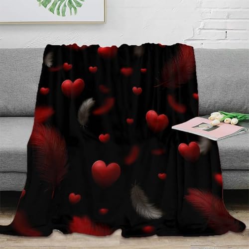 Couverture microfibre cœurs rouges pour chambre étudiant colocation - 2