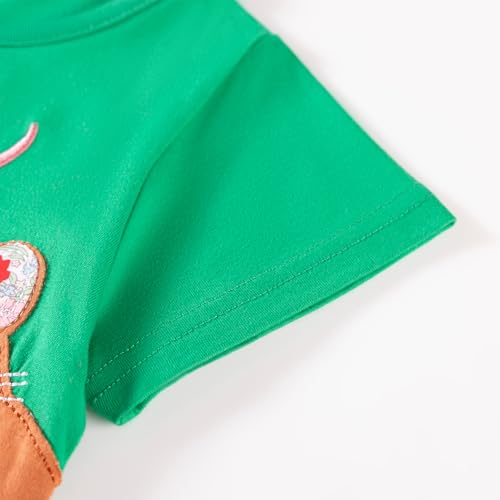 Image of HILEELANG Toddler Girl Short Sleeve Easter Dress Cotton Casual Jersey Shirt Playwear Applique Dress