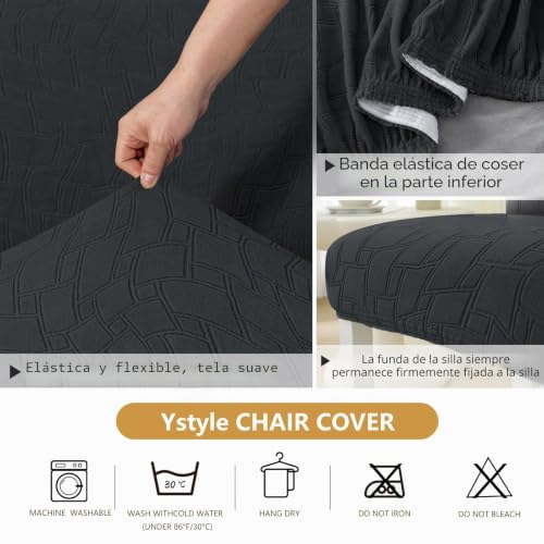 Miniatura 5 de Ystyle Fundas Sillas De Comedor Pack 6 Extensible, Fundas Sillas Elástico Universal Ajustables, Súper Suave Cómodo Antiarañazos Para Banquetes Hogar Restaurante Hotel, Gris Oscuro