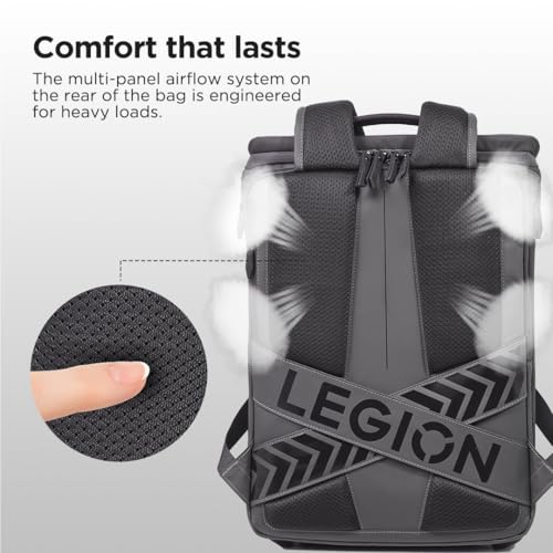 Image of Lenovo Legion GB900 Backpack (up to 16 inches, Designed for Gaming, Armored, PU, Water Resistant, Anti-Shock Corners EUDE-Foam, Tablet Compartment, Capacity 20 Litres) Black