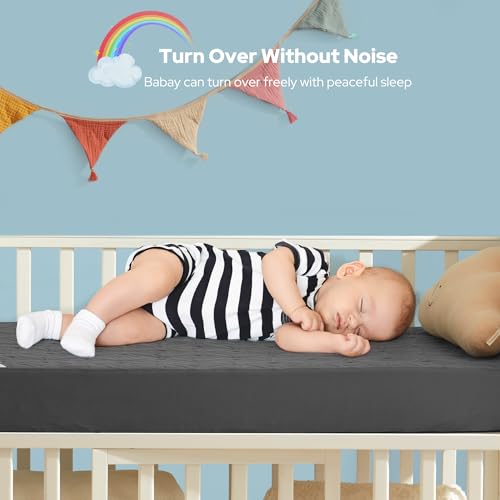 Image of Waterproof Crib Mattress Protector 2 Pack, Soft and Breathable Crib Mattress Pad Cover, Noiseless Machine Washable Toddler Mattress Protector for Standard Baby Toddler Bed (52''x28'',Gray)