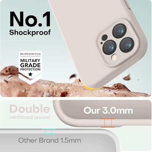 Image of LOVE 3000 Designed for iPhone 16 Pro Max Case, Premium Silicone with [Soft Anti-Scratch Microfiber Lining] Shockproof Protective Phone Case for Men Women Girls 6.9 inch, Stone