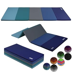 ALPIDEX Esterilla de gimnasia 185 x 78 x 3,2 cm plegable colchoneta de ejercicio suave de suelo deportiva para el hogar niños adultos, Color:azul