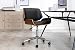 Porthos Home Dove Office Chairs in Mid-Century Modern Design with Leather Upholstery, Wooden Accents, Stainless Steel Legs, Roller Wheels & Adjustable Height, Black