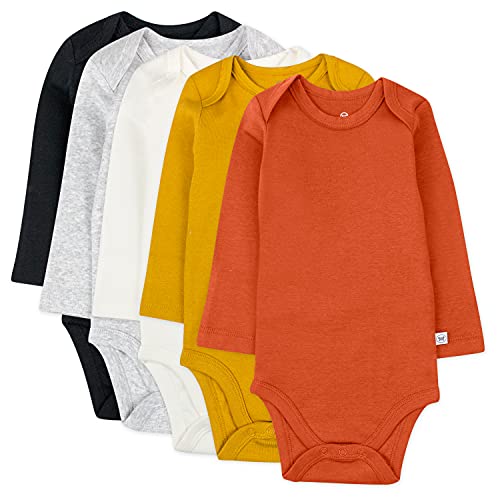 Image of HonestBaby Baby Boys' 5-pack Long Sleeve Bodysuits One-piece 100% Organic Cotton for Infant Baby Boys', Unisex