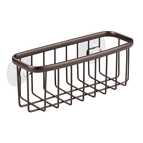 iDesign Axis Kitchen Sink Suction Holder for Sponges, Scrub Brushes, Soap - Bronze