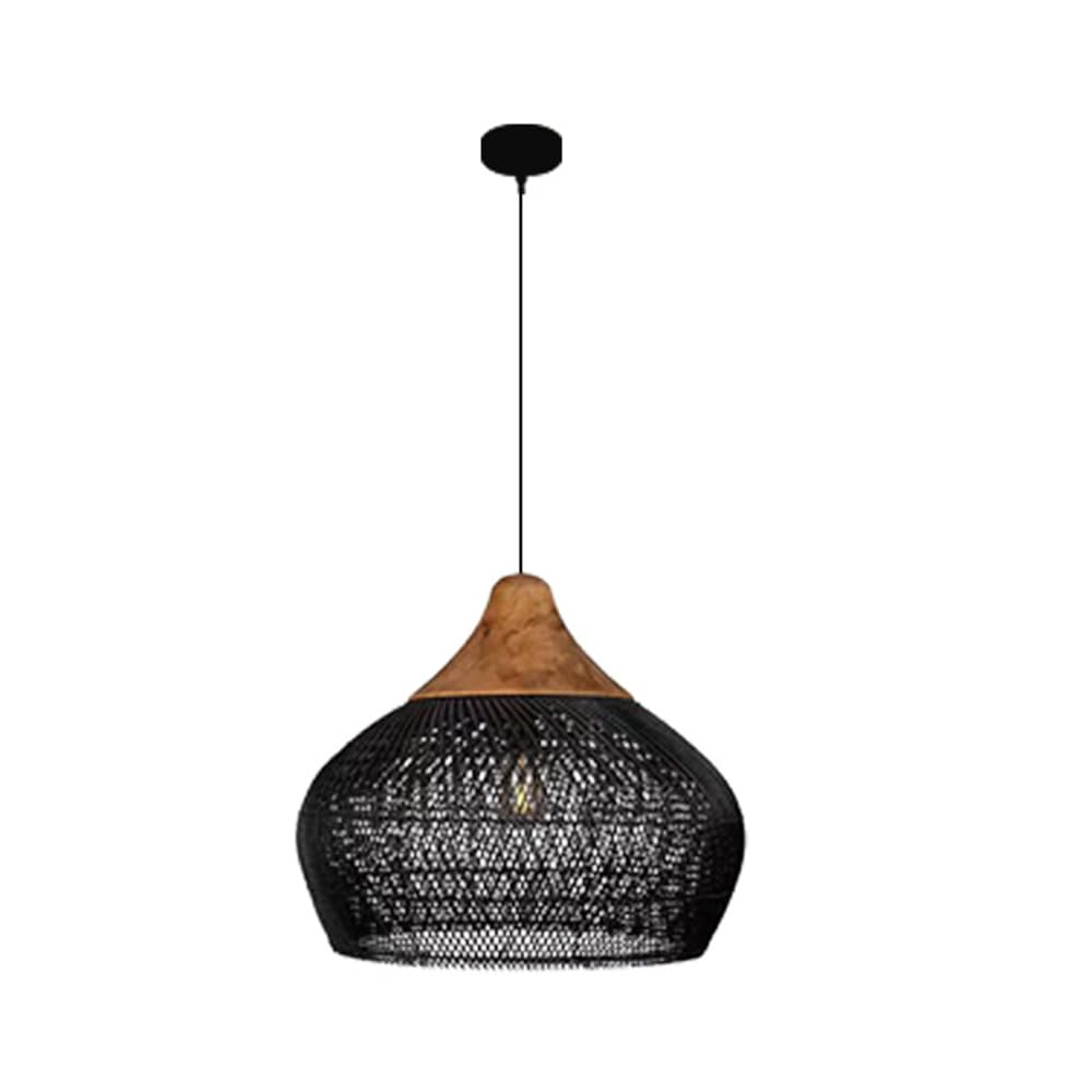 KXEcoLife Rattan Chandelier - Hand Woven Rustic Pendant Light Fixture for Kitchen Island & Dining Room Large Decorative Hanging Lighting