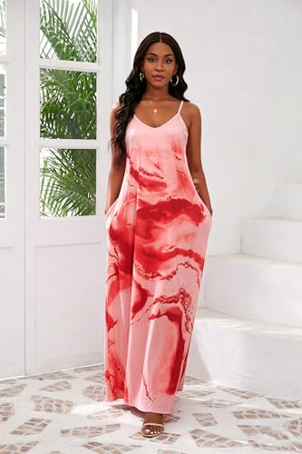 Image of vunahzma Womens Casual Fashion Sleeveless Plus Size Loose Long Sexy Maxi Dress with Pockets