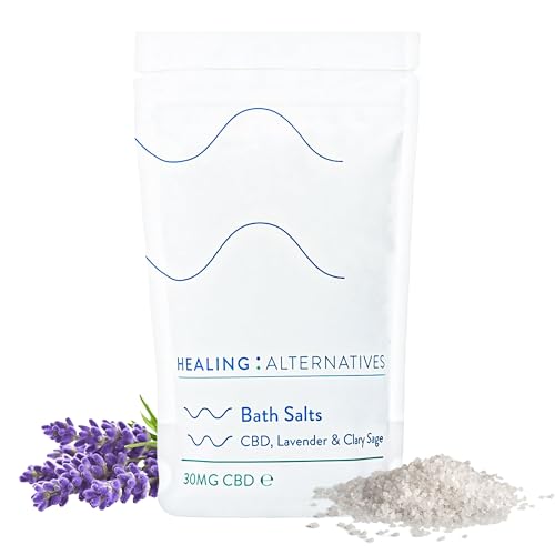 Image of Healing Alternatives CBD Bath Salts, 200g | Lavender & Clary Sage | 30mg Broad-Spectrum CBD with Dead Sea Salts & 21 Minerals | Joint Mobility, Hormonal Balance & Relaxation | Menopause Support