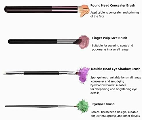 Makeup Brushes DUAIU 4Pcs Professional Makeup Brushes Set Wooden Handle Kabuki Foundation Brush Blending Face Powder Concealer Blush Eyeshadow Eyeline Make up Brushes (4PCS Makeup brush)