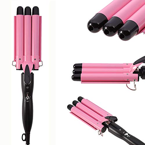Autofather Hair Curling Iron 3 Barrel Hair Crimper Ceramic Two Gear Temperature Control Hair Waving Styling Tools - 1 inch