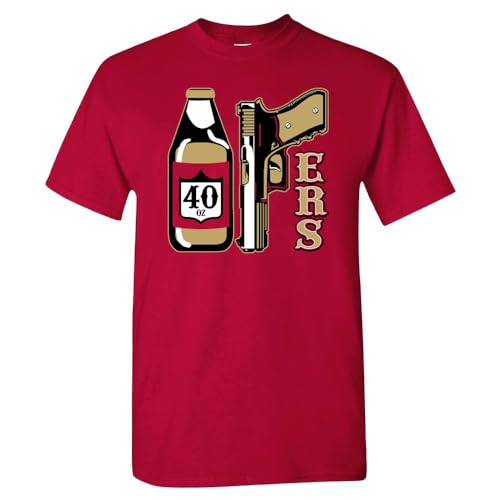 Forty Ounce Game Day Men's T-Shirt for San Francisco Fans (Cardinal Shirt, L)