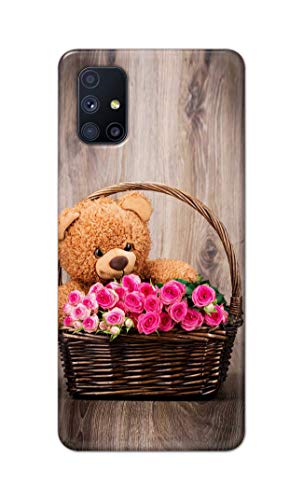 Image of PRINTFIDAA Roses and Teddy Bear in The Wicker Hard Back Cover for Samsung Galaxy M51, SM-M515F / DSN Back Cover -(P6) KAT1004