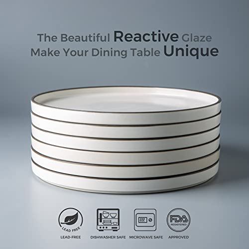 Leratio Ceramic Dinnerware Set, Service For 6 (18Pcs), Stoneware Plates And Bowls Set,Highly Chip And Crack Resistant| Oven Dishwasher & Microwave Safe,Resistant-White& Black Style #TOP2