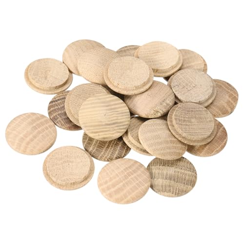 Image of uxcell 30 Pcs 0.9 x 1.1 Inch Wood Hole Plugs, Wooden Screw Hole Cover, Wood Pocket Button Plug for Chair Stair Craft Furniture Woodworking