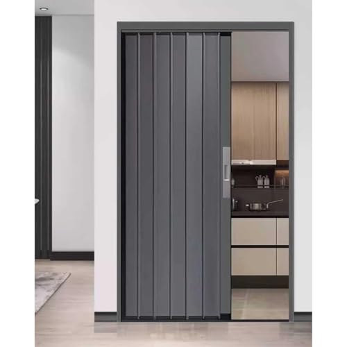 Customizable Accordion Door Interior Folding Door with Lock and Key, Metal Retractable Sliding Door Gate, Home Bedroom Accordion Door Screen, Kitchen Privacy Door with Hardware(WxH 28x80in(71x203cm))