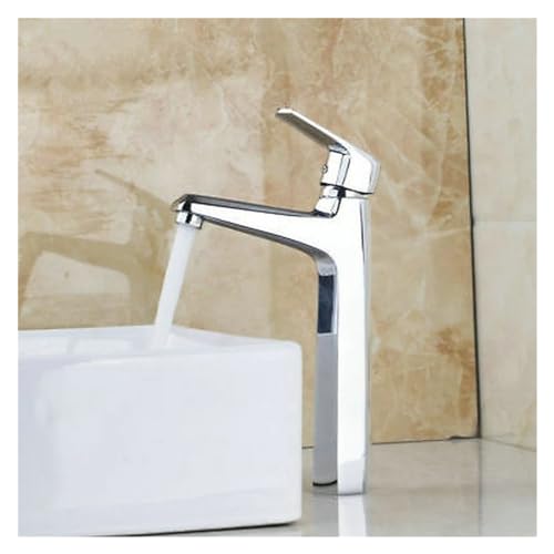 Grifo de baño en latón macizo cromado pulido con mezclador monomando de diseño