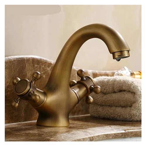 Robinet antique en laiton massif YT-5021 double poignée bronze pour vasque chic - 3